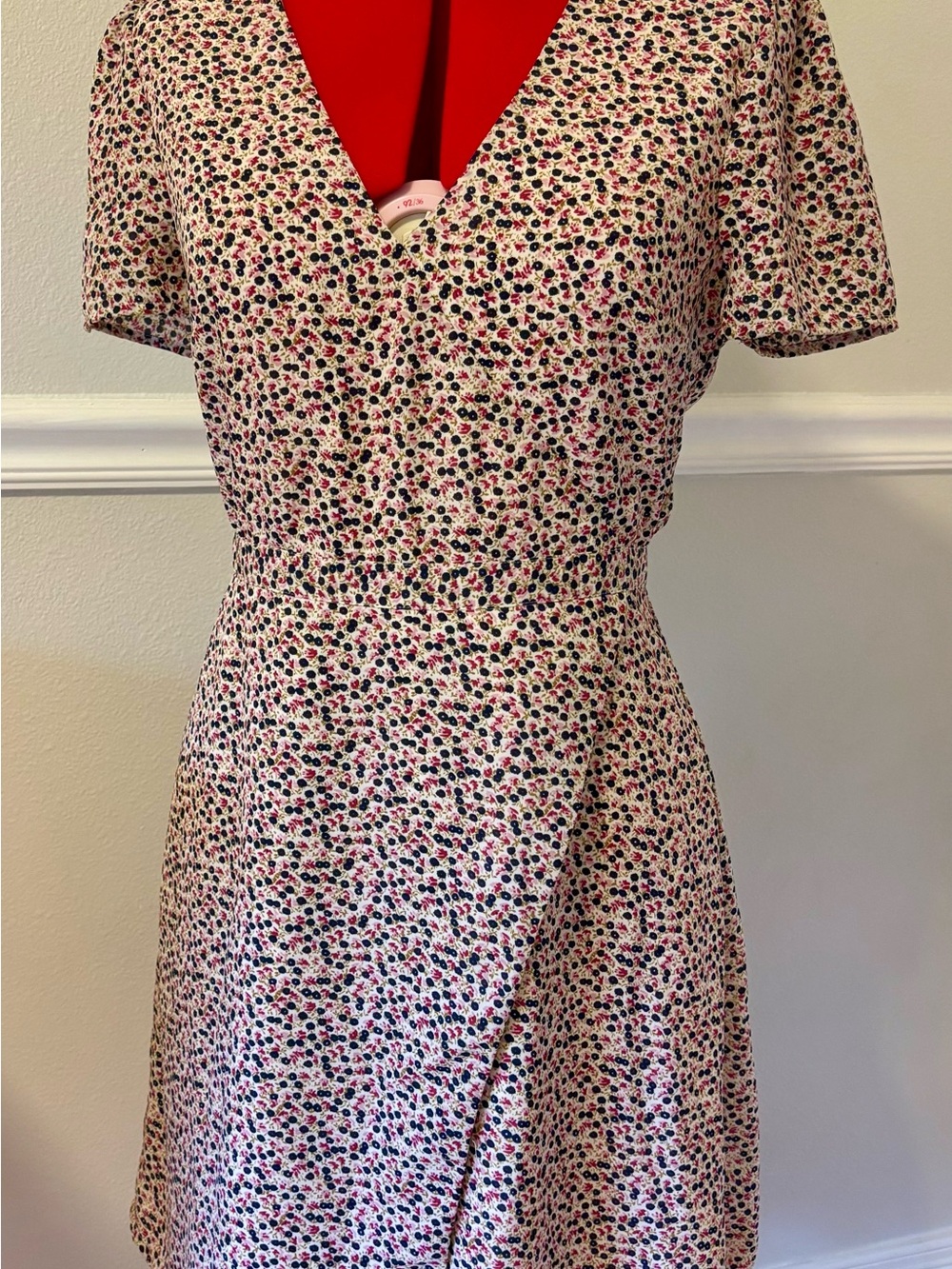 J. Crew Mercantile Red Midi Dress with Floral Lining